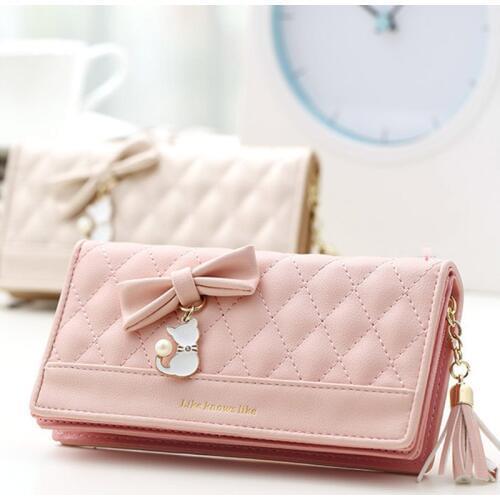 2020 New Women Pearl Leather Wallet Fashion Lady Portable Multifunction Long Solid Color Change Purse Hot Female Clutch Carteras