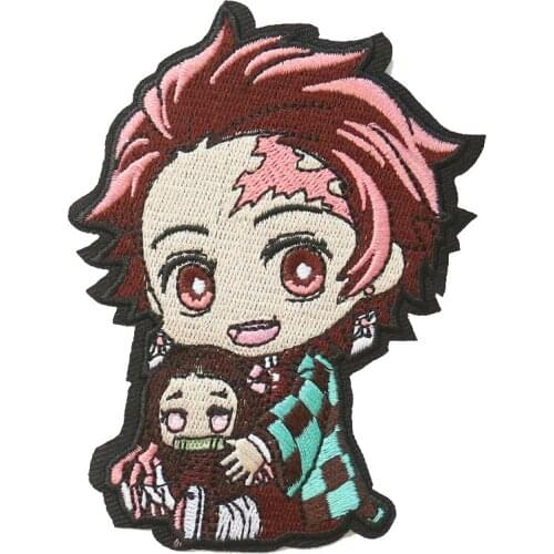 Anime Demon Slayer Embroidery Cloth Stickers Patch Cute Funny Cartoon Iron On Embroidered Patch Kids Badge DIY Cloth Accessories