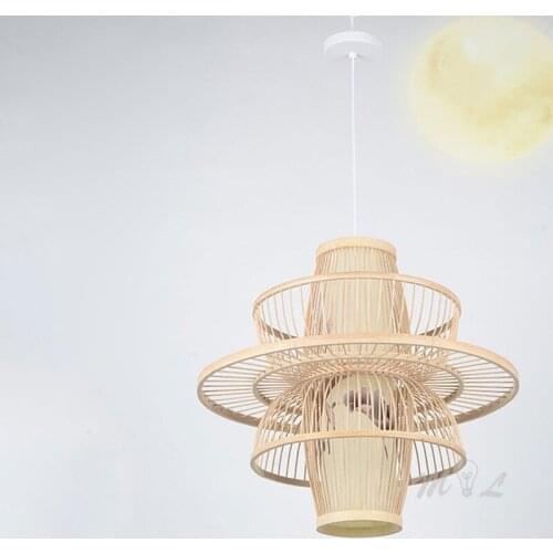Chinese Style Bamboo Pendant Lights Art Deco Hanging Lamp for Restaurant Living Room Loft Pendant Lamp Country Lighting Fixtures