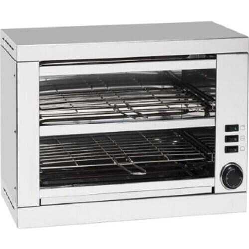 Professional bread toaster for bar and hospitality, two-story oven with timer, armored resistors