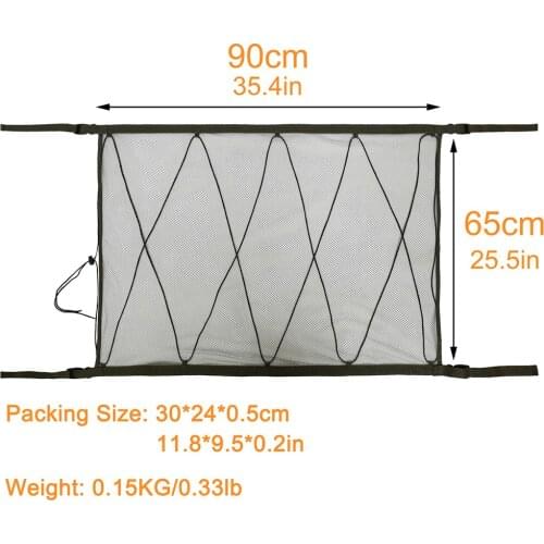 90x60cm Adjustable Elastic Car Roof Ceiling Cargo Net Mesh Bag for Jeep Van