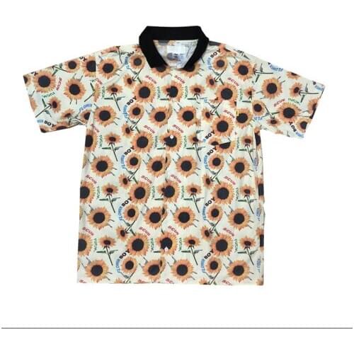 New Men golf Flame Le Fleur Tyler The Creator Cotton Casual Shirts Shirt Sun flower Pocket Short-sleeves Top M 2XL #AB25