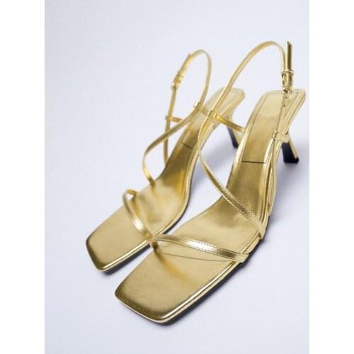 ZAR Sandals Women 2021 Luxury Brand Summer New Fashion Square Toe High Heel Design Sexy Buckle Muller Sandals And Slippers Woman