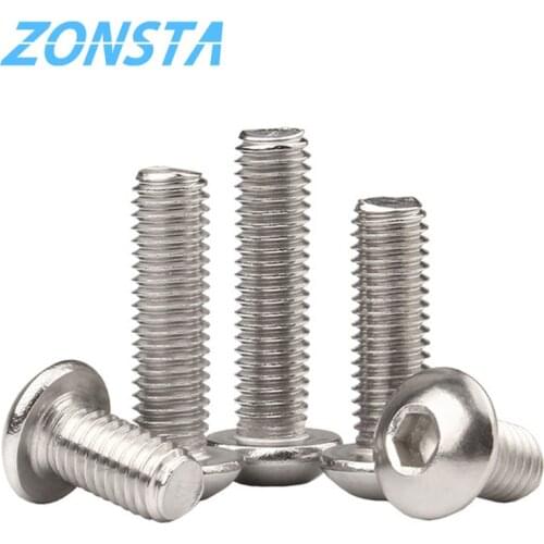 Allen Key Head Screw M2 M2.5 M3 M4 M5 M6 304 Stainless Steel Button Hex Socket Pan Head Round Machine Furniture Bolt ISO7380 DIY