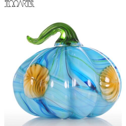 Tooarts Colorful Pumpkin Halloween Gift Glass Ornament Multicolored Modern Home Decoration Accessory Handblown Home Decor