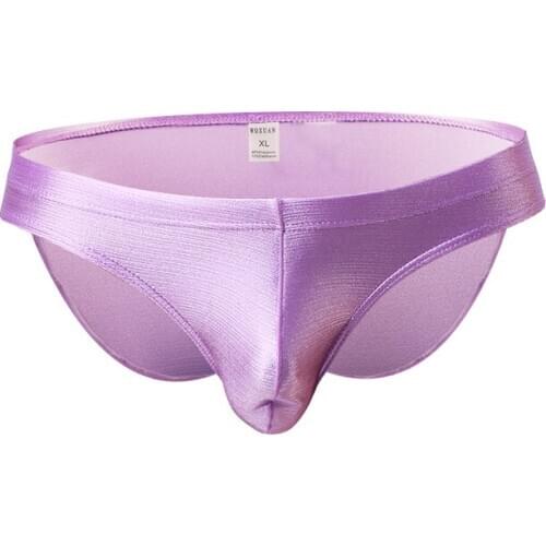 WOXUAN Brand Man Sexy Nylon Seamless Bulge Pouch Briefs Underwear Gay Male Silk Slips Bikinis Briefs Panties