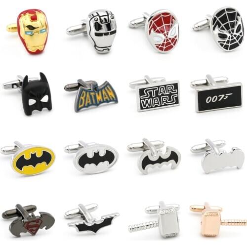 Classic Superheroes Cufflinks 28 Styles Option Quality Brass Material Smooth Plating Cuff Links Wholesale & Retail
