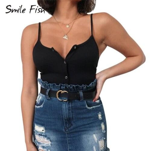 Female Mujer Skinny Club Stretchy Rompers Sexy Solid Women Bodysuits Ribbed Summer Top Bodycon Bodysuit Sleeveless Buttons GV492