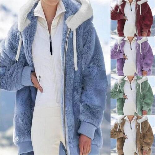 10 Colors Women Thick Warm Winter Coat Solid Long Sleeve Fluffy Hairy Fake Fur Jackets Outwear Female Plus Size Zipper Overcoat