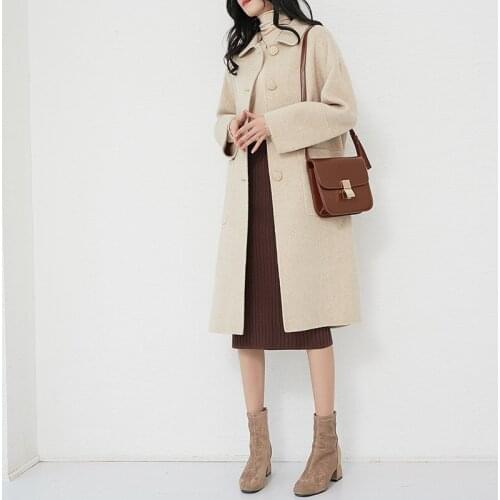 Korean Fashion Wool Coat Women Long Double-faced Woolen Jacket 2020 Autumn Winter Jacket Ladies Coats Outerwear CM-3207