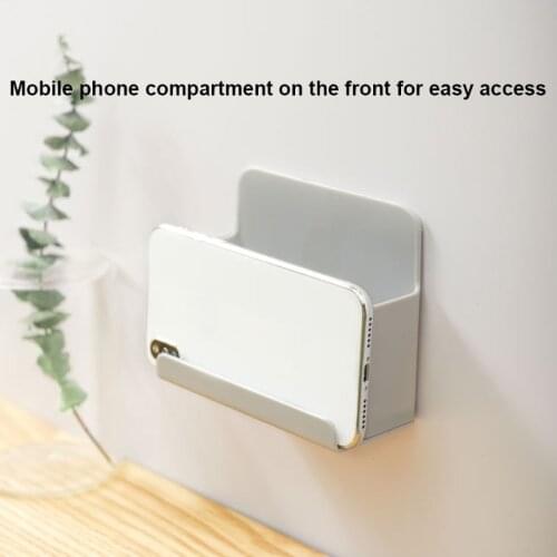 1pcs Wall Mounted Remote Control Storage Box Mobile Phone Boxes Bracket Storage Organizer Wood-Plastic Hanging Plug Bracket Box