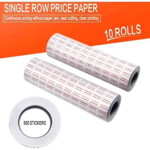 10 Rolls Adhesive Price Labels Paper Tag Sticker Single Row Label for MX-5500 Price Gun Labeller Suitable For Grocery 21mmX12mm
