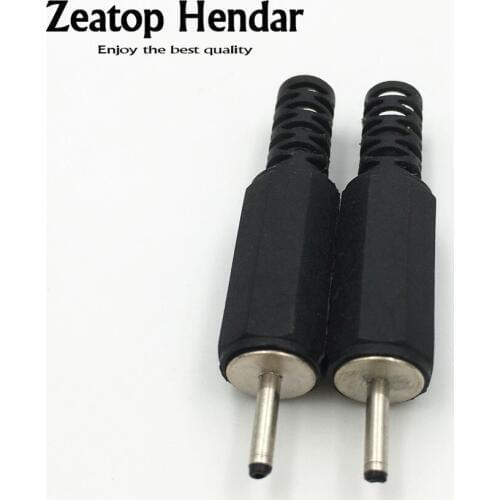 100Pcs 2.0mm x 0.6mm DC Male Power Jack Plastic Handle Black Head Plug Solder Tip Connector for Camera LED
