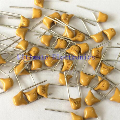 100pcs/lot Multilayer ceramic capacitor 0.22uF 224 50V 220nF 224M P=5.08mm