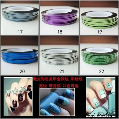 100pcs/pack Many Colors Rolls Stripping Tape Metallic Yarn Line DIY Nail Art Decoration Sticker Beauty Manicure Tools