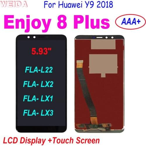 100% Tested 5.93" For Huawei Y9 2018 LCD Display Touch Screen Digitizer Assembly For Enjoy 8 Plus LCD Screen FLA L22 LX2 LX1 LX3