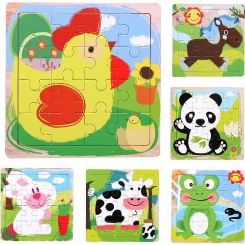 15x15cm Wooden Colorful Insect Animal Jigsaw Puzzles Board Kids Intellectual Toy