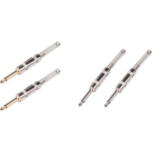 2pcs 6.35mm Jack Mono Male Audio Plug Cable Adapter Cable 1/4" Connector