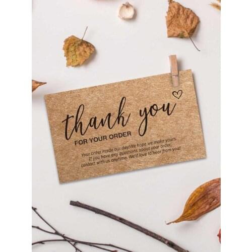 30pcs/bag Thank You for Your Order Cards 3D Kraft Paper Thanks Greeting Card Appreciation Cardstock for Small Business Sellers