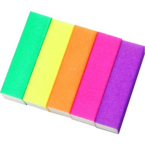 5pcs nail buffer block fluorescent color nail art file manicure tools for UV gel polish pedicure callus remover stand sponge