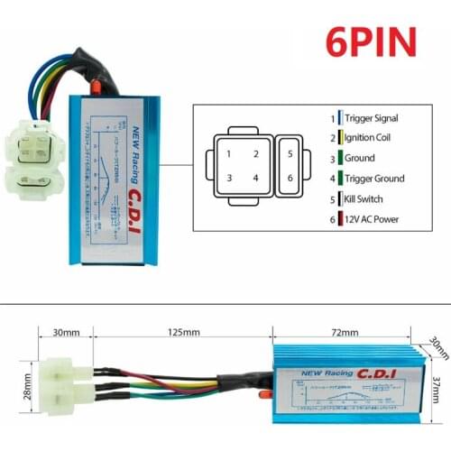 6Pin Performance Racing CDI Box Ignition Coil For GY6 ATV 50CC 125CC 150CC