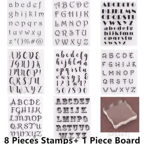 8 Pcs/Set English Alphabet Letter Clear Stamps DIY Scrapbooking Craft Supplie Silicone Seal Photo Album Transparent for Stamping