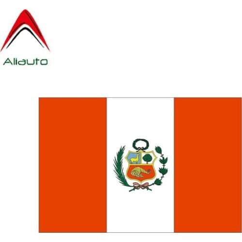Aliauto Personality Car Sticker Motorcycle Peru Flag PVC Waterproof Sunscreen Anti-UV Reflective Decal Accessories,13cm*9cm