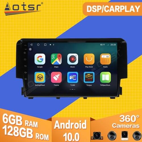 128GB For Honda Civic 2016 2017 2018 Android Car Tape Radio Recorder Video Player GPS Navigation Auto Audio Multimedia Head Unit