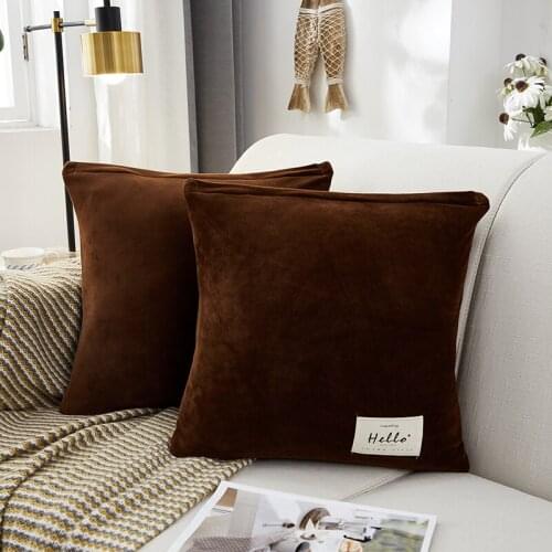 Velvet Throw Pillow Cover Soft Solid color Decorative Square Cushion Case for Sofa Bedroom Car Home 45*45cm