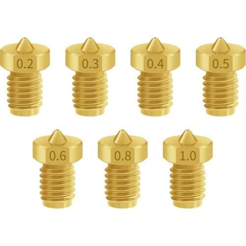 3D Printer Parts M6 Screw Thread Brass TT3D nozzle 0.2 0.3 0.4 0.5 0.6 0.8 mm for 1.75MM Filament J-head Hotend Extruder parts