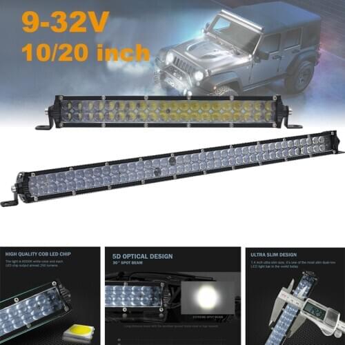 Dual Row Car LED Light Bar 10" 20" Spot Offroad LED Bar for Truck Tractor ATV 4D 5D Light Bar SUV UTE 12V 24V Fog Driving Light