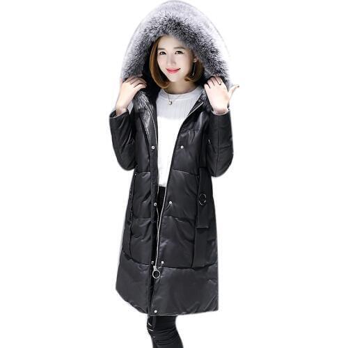 European Genuine Sheepskin Leather Suede Coat Jacket Fox Fur Hoody Autumn Winter Women Warm Outerwear Coats LF4256