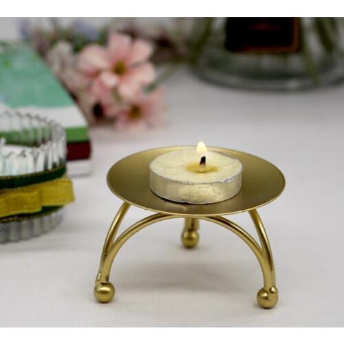 Geometric Round Wrought Iron Candlestick Tabletop Decoration Ornaments Three-dimensional Creative Metal Home Decor