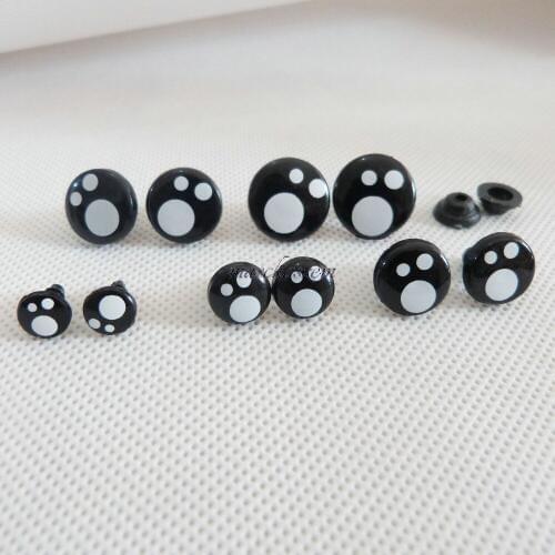 8/10/12/14/16mm round cute animal toy eyes plastic safety eyes with black hard washer for plush doll accessories 500pcs