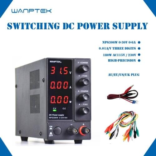 Wanptek NPS306W 110V/220V Three/Four Digits Position Display DC Adjustable Voltage Stabilizing Power Supply 30V 6A 180W