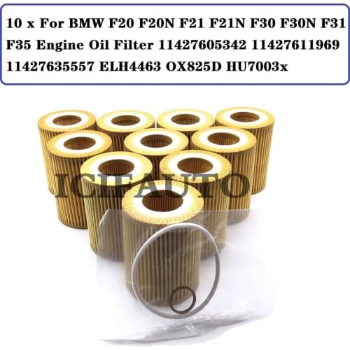 10 x For BMW F20 F20N F21 F21N F30 F30N F31 F35 Engine Oil Filter 11427605342 11427611969 11427635557 ELH4463 OX825D HU7003x
