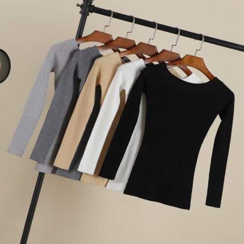 2021 korean style long sleeve top sweaters for women fashion tops clothing sweaters brown black white pullovers knitted blouses