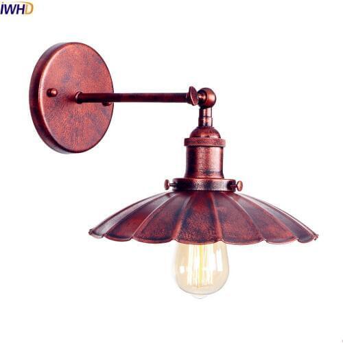 IWHD Loft Style Rust Retro Wall Lights Fixtures Bedroom Living Room Edison Industrial Vintage Wall Lamp Sconces LED Stair Light