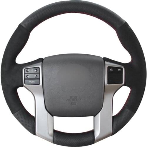 DIY Non-slip Durable Black Natural Leather Black Suede Steering Wheel Cover For Toyota Land Cruiser Prado 2010 -2015 Tundra 2013