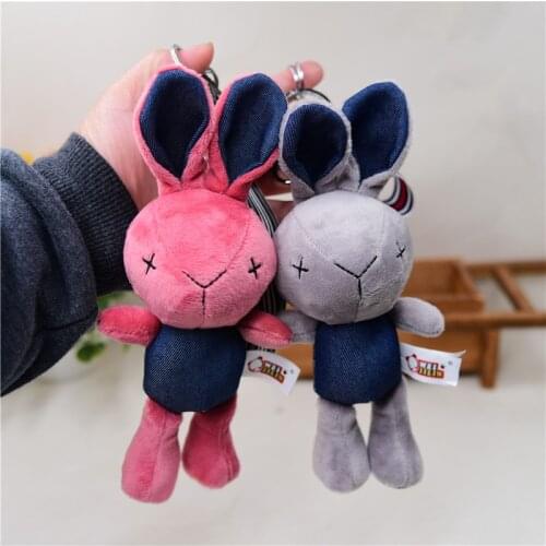 New Cute creative rabbit bunny Upscale Exquisite pendant pretty Keychain good quality soft Soothing doll christmas couple gift