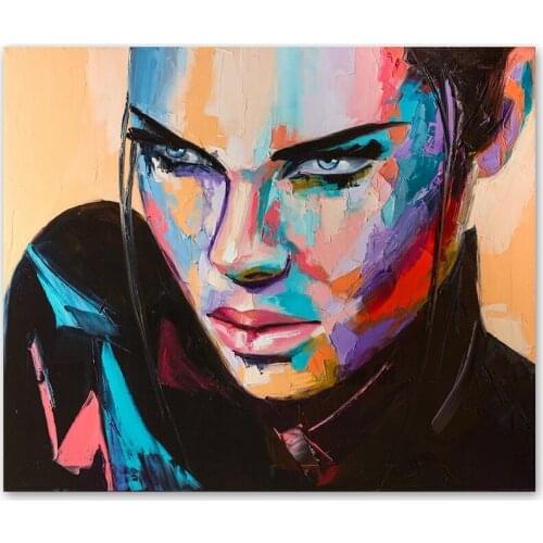 New Hand Painted Women Portrait Oil Painting on Canvas Abstract Knife Face Acrylic Character Paintings Home Wall Decor