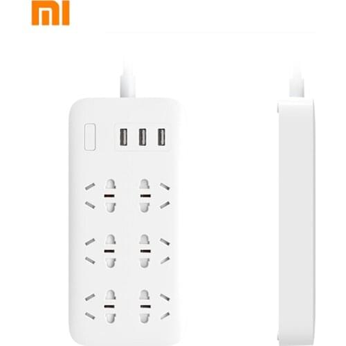 Original Xiaomi Mijia Socket Plug 3 USB Fast Charging 2.1A 6 Ports Power Strip Charger for Smartphone Mijia Power Adapter