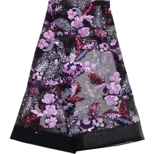 Latest French Tulle Lace Fabric 2021 High Quality Nigerian Women Wedding Sequins Embroidery African Lace Fabric Sewing wy18-93