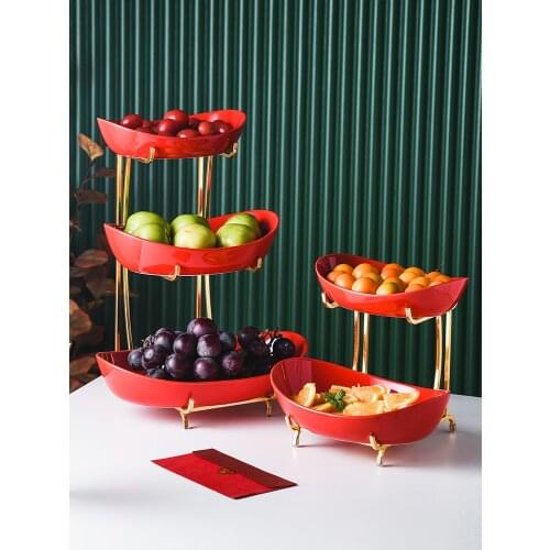 Zq Light Luxury Ceramic Fruit Plate Household Creative Snack Candy Dried Fruit Tray Living Room Coffee Table Wedding Candy Plate