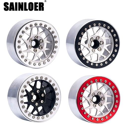 SAINLOER 4 pieces 1/10 RC Rock Crawler aluminum alloy 2.2 Beadlock wheel rims for Axial SCX10 RR10 spectra 90048, traxxas TRX4
