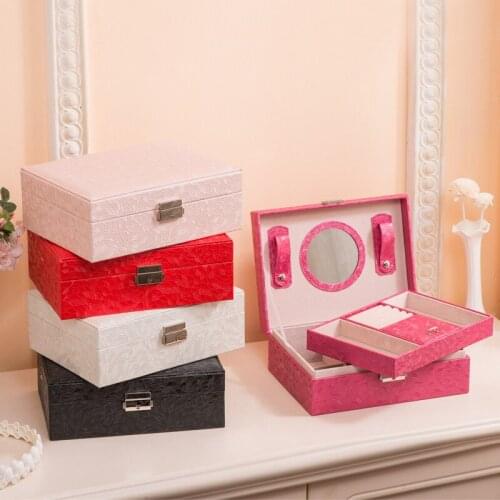 Storage Box Pu Leather Jewelry Box Fashion Wooden with Lock Jewelry Jewelry Storage Box Organizer Storage Containers