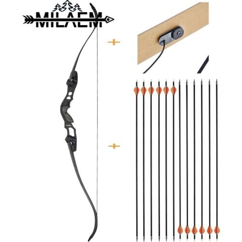 Archery Recurve Bow and Arrow Set 30/35/40/45/50/55lbs American Hunting Bow 500 Spine Carbon Arrow for Bow With Signal Clicker