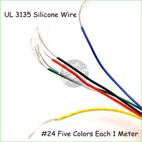 UL 3135 5meter/lot 24# 24AWG Heatproof Soft Silicone Silica Gel Wire Connect Cable For RC Model Battery Part 0.08