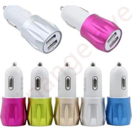 Universal Metal 2.1A+1A Aluminium Alloy Dual usb ports Car charger power adapter for iphone 5 6 7 8 for samsung s4 s6 s7