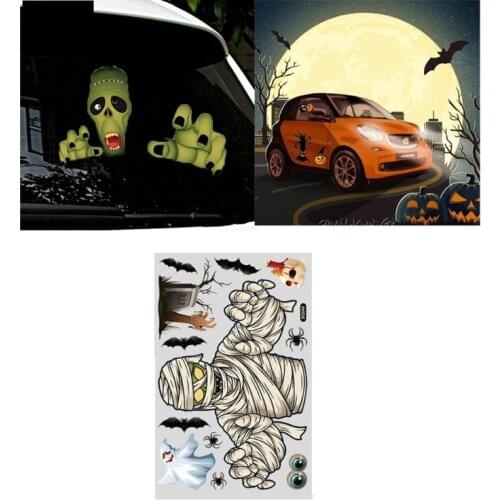 Horror Stickers for Halloween Pumpkin Spider Bat Ghost Mummy Zombie Ballon Haunted House Tree Scarecrow